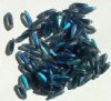 100 3x11mm Matte Transparent Montana Blue AB Dagger Beads